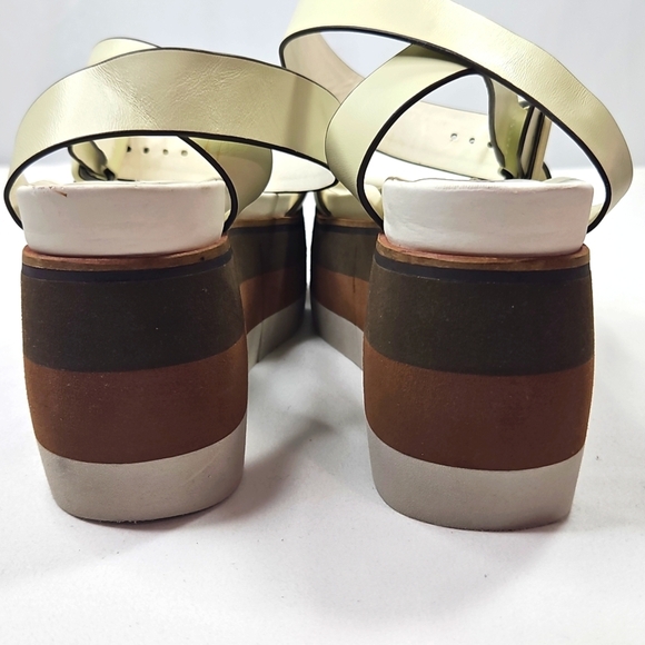 Naked Feet Cream and Brown Platform Sandals Sz 9.5 - Picture 5 of 7